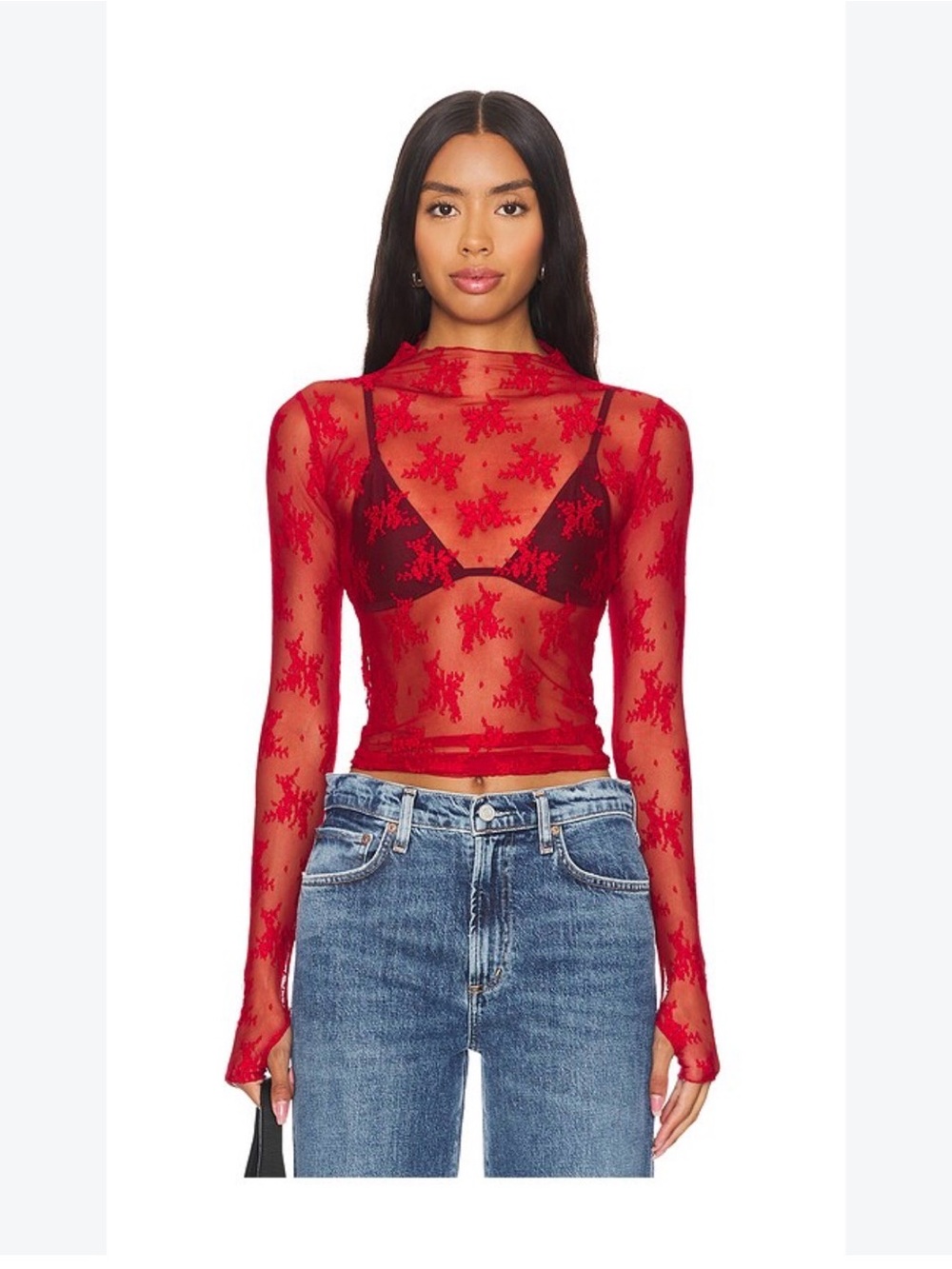 Free People NWT Lady Luxe Layering Lace Top Pomegranate Tart Berry Size XS
